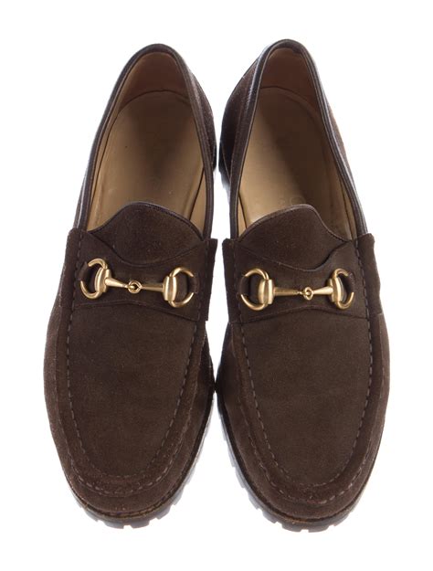 gucci loafers brown suede|gucci heeled loafer.